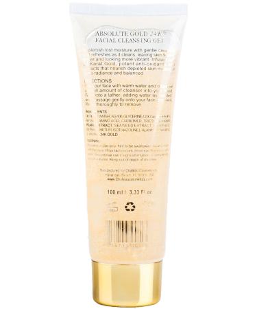 Absolute Gold 24K Facial Cleansing Gel | 24 Karat Gold Pearl & Seaweed Extract | Fragrance Free | Radiant Glow for All Skin Types | Botanical Beauty - Buy Online on GoSupps.com