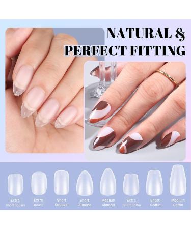 300PCS Short Almond Gel Nail Kit with Lamp - Ejiubas Gel Nail Tips, Glue & Extensions - Buy Online on GoSupps.com