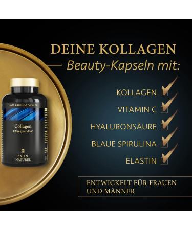 Buy Satin Naturel Collagen Complex with Hyaluronic Acid - 180 High-Dose Capsules | Vitamin C Elastin & Spirulina | No Additives | Made in Germany - Buy Online on GoSupps.com