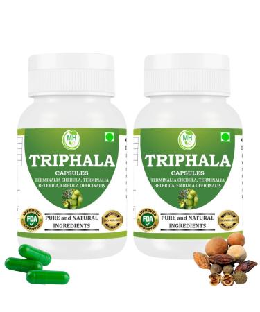 Morsan Healthcare Triphala (Amalaki Haritaki Bibhitaki) Capsules Pure and Natural Pack of 60 x 500 mg. Veg. Capsules (2) Green