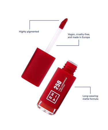 Buy 3ina Vegan Longwear Lipstick 250 - Dark Pink Red | Long-Lasting Matte Liquid Color | 8h Intensive Lip Color 6.5ml - International Shipping Available - Buy Online on GoSupps.com