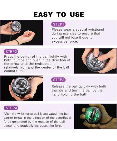 GLIMIN Wrist Trainer Ball - 4 PCS Auto Start Hand Gyro Ball & Forearm Exerciser for Strengthening Arms Fingers & Wrists - Includes Bag & Strap - Black with 5 Lights - Buy Online on GoSupps.com