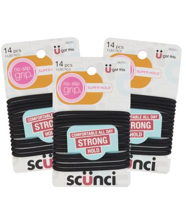 Scunci Black Gel Elastics No-Slip Grip Strong Hold-Ponytailers 14 Pcs per Pack (3-Pack) 42 Count (Pack of 3) - Buy Online on GoSupps.com