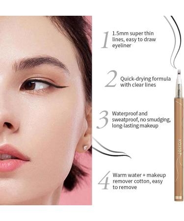 Waterproof Liquid Eyeliner - Double Pointed - Super Slim All Day Eye Liner for Lower Eyelashes- Waterproof Formula & Smudge Resistant - Liquid Liner for Beginner Makeup Artist C: Tea Brown - Buy Online on GoSupps.com