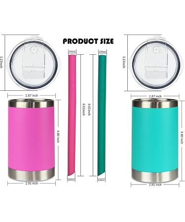 Housavvy 12 Oz Kids Tumblers | Spill-Proof Insulated Stainless Steel Cups with Lids & Straws | BPA-Free Toddler Smoothie Cups in Olive Green/Hot Pink - Buy Online on GoSupps.com