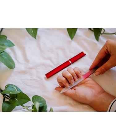 Premium Glass Nail File with Case | Czech Glass Manicure Tool | Precision Smooth Finish | Bona Fide Beauty Black Red - Buy Online on GoSupps.com