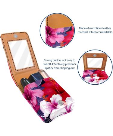 Buy Tropical Flower Leather Lipstick Case - Mini Lip Gloss Organizer with Mirror | International Shipping Available - Buy Online on GoSupps.com