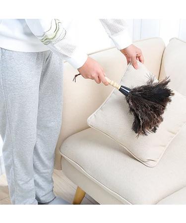 FCSHFC Natural Ostrich Feather Duster 2 Pcs Dusters for Cleaning Soft and Fluffy Duster for Interior Exterior Office Blinds Cleaner Brown