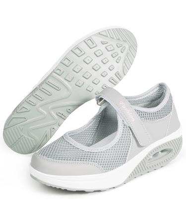 Buy Women's Gray Wedge Heel Sandals | Lightweight Breathable Sneakers for Summer | Comfortable Espadrilles & Walking Shoes - 38 EU - Buy Online on GoSupps.com