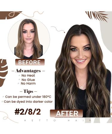 Hetto Microring Extensions - Real Hair Balayage Remy Microring Hair Extensions Dark Brown with Red Blonde #2/8/2 | 45cm 50g - Buy Online on GoSupps.com
