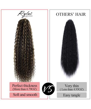 30-Inch Thick Curly Drawstring Ponytail Extensions - Chocolate Brown & Honey Blonde Highlights - Buy Online on GoSupps.com
