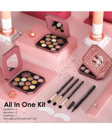 LUXAZA Nude Eyeshadow & Blush Palette with Eyeliner, Brushes - Smoky Makeup Kit - Buy Online on GoSupps.com