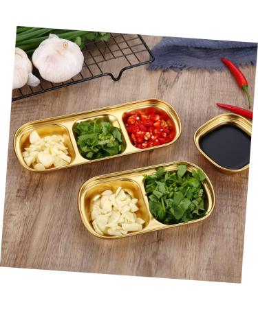 Milisten 3pcs Seasoning Dish Korean Seasoning Plate 304 Stainless Steel 20x8cm Gold - Buy Online on GoSupps.com