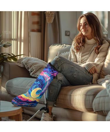 Starry Night Print Washable Leg Cast Cover | Adjustable Knee Cast Sock for Men & Women | Breathable Foot Cast Protector Sleeve - Buy Online on GoSupps.com