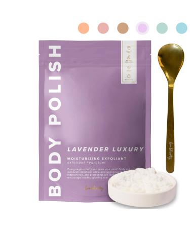Body Scrub Body Polish LAVENDER LUXURY - Moisturizing & Exfoliating Body Scrub - Handmade Eco-Friendly Mess-Free with Gold Spoon Gentle & Fluffy Texture Made in USA