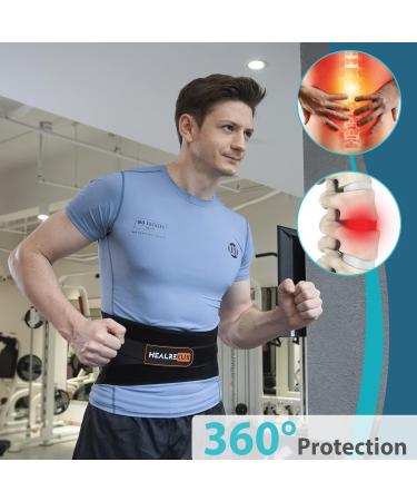 Back Brace for Lower Back Pain Relief | Adjustable Lumbar Support Belt for Men & Women | XXL for Herniated Disc Sciatica & Scoliosis - Black - Buy Online on GoSupps.com