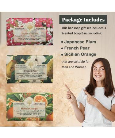 Wavertree & London Trio Gift Box - 3 Natural Soap Bars (7oz) - Japanese Plum French Pear Sicilian Orange - Moisturizing Triple Milled Soap for All Skin Types - Buy Online on GoSupps.com