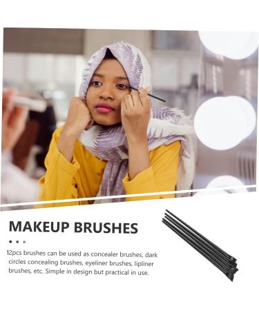 FOMIYES 12pcs Eyeliner Brush Eye Shadow Brush Beauty Kit Brow Brush Angled Eyeshadow Brush Girl Tool Bevel 14.5x0.7x0.5cm Black - Buy Online on GoSupps.com