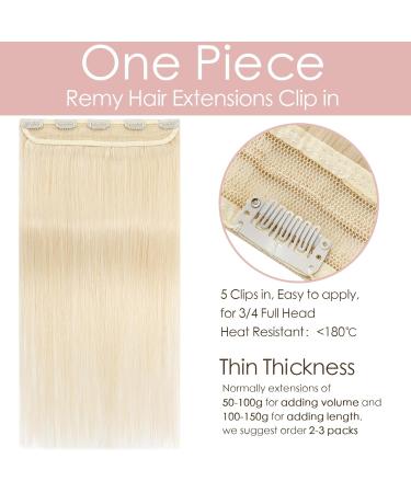 Silk-Co 1PC Clip-In Hair Extensions - Real Human Hair 20cm 40g Soft & Naturally Smooth Blonde 613# - Buy Online on GoSupps.com