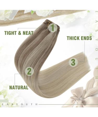 Easyouth Blonde Balayage Double Weft Human Hair Extensions - 12 Inch Nordic Ombre Blonde Sew in Extensions - 70g 3-Weft Set - Buy Online on GoSupps.com