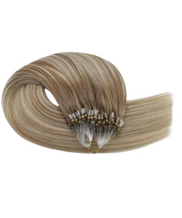 Ugeat Real Hair Microring Extensions - Balayage Light Brown & Platinum Blonde 40cm 50g | Premium 9A Quality - Buy Online on GoSupps.com