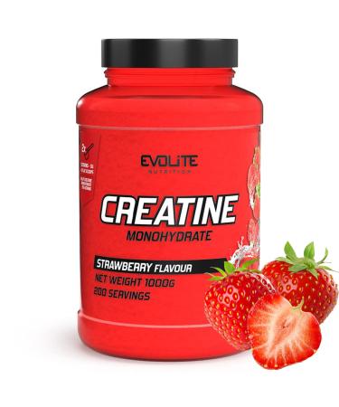 Evolite Nutrition Creatin Monohydrate 1000g - Flavor Creatine Powder - Creatine Monohydrates Powder like Pre Workout Booster - Creatine Monohydrate - Tasting Powder With Taurin Strawberry 1 KG (1 SPACE)