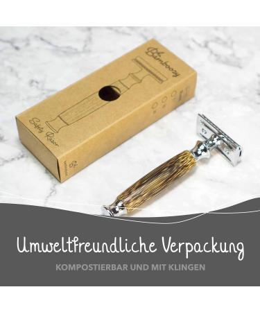 Bamboozy Safety Razor with Stand & 20 Blades | Eco-Friendly Double Edge Razor for Men & Women | Zero Waste Shaving Solution - Buy Online on GoSupps.com