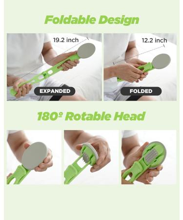 Body Oil Applicator - 2nd Gen Foldable Long Curved Handle Replaceable Brush Head Non-Toxic Foam Pad for Tanning & Body Oils - Includes 2 Pads - Buy Online on GoSupps.com