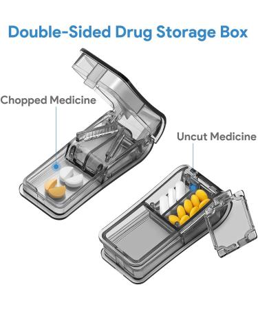 Small Pill Cutter with Blade Guard - Grey | Safety Medicine Slicer & Tablet Splitter for Medication & Vitamins - Buy Online on GoSupps.com