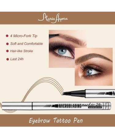 MARIA AYORA Light Brown Eyebrow Pencil 2 Pcs - Microblade Pen for Waterproof & Long-Lasting Eye Brow Makeup - Buy Online on GoSupps.com