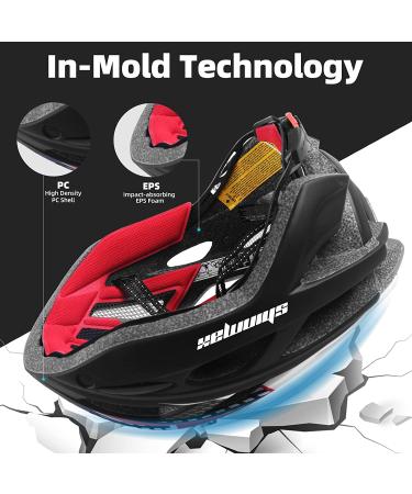 Shinmax CPSC/CPC Certified Bike Helmet with Magnetic Goggles & LED Light | Adjustable Adult Cycling Helmet - Black/Red/White - Buy Online on GoSupps.com