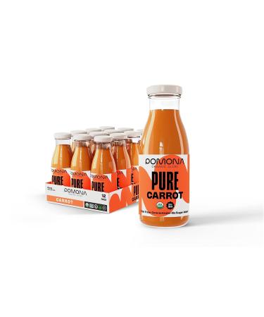 Pomona Organic Carrot Juice (Pack of 12), Cold Pressed USDA Organic Juices, 100% Carrots, No Added Sugar, Not From Concentrate, Vegan, Kosher, Non GMO, Pasteurized, 8.4 oz Glass Bottles