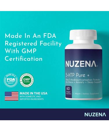Buy 5-HTP Pure + for Better Sleep & Mood | 60 Non-GMO Veggie Capsules Made in USA - Buy Online on GoSupps.com