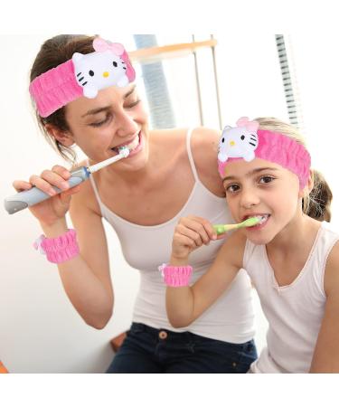 Cute Cartoon Spa Headband and Wristbands Set for Girls and Women - Pink Makeup Headband Set for Bath, Shower, and Beauty - Buy Online on GoSupps.com