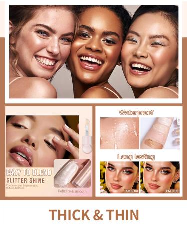 Rose Gold Liquid Highlighter Stick for Face & Body - Waterproof, Moisturizing, Natural Looking Glow | Cushion Applicator - 03 Rose Gold - Buy Online on GoSupps.com