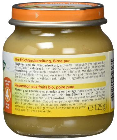 Holle Organic Pear Pure - Pack of 6 (6 x 125 g) | Premium Baby Food Delivered Internationally - Buy Online on GoSupps.com