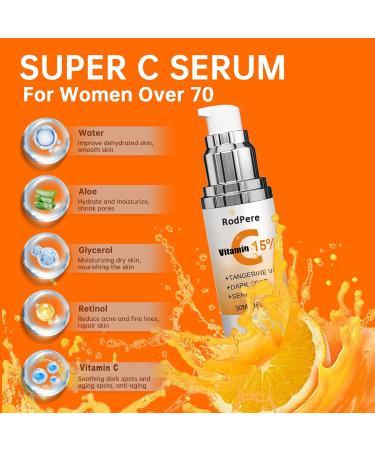 Vitamin Super C Serum for Women Over 70 - Anti-Wrinkle & Dark Spot Treatment 30ML - Buy Online on GoSupps.com