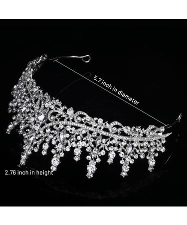 Tobatoba Silver Wedding Tiara for Women - Crystal Tiaras & Crowns for Bride - Royal Queen Crown Headband for Birthday, Prom & Pageant - Buy Online on GoSupps.com