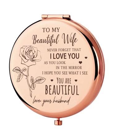 LOGMOR Wife Gifts from Husband  Elegant Mini Compact Mirror for Wife  to My Wife Fun Gifts for Women Birthday Gifts Idea for Her Mothers Day Valentine's Day