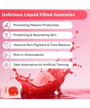 2 Pack Tanning Gummies - Sugar Free Daily Tanning Gummies for Woman & Men, Self Tanning Melanin Supplements with Lycopene & Astaxanthin for Skin Health, Strawberries Flavor, 120 Count 60 Count (Pack of 2) - Buy Online on GoSupps.com