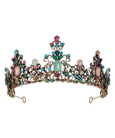 SWEETV Queen Crown for Women - Baroque Wedding Tiaras and Crowns  Jeweled Costume Tiara Princess Crown  Prom Birthday Party Headpiece Old Gold Multicolored Old Gold+multicolored - Buy Online on GoSupps.com