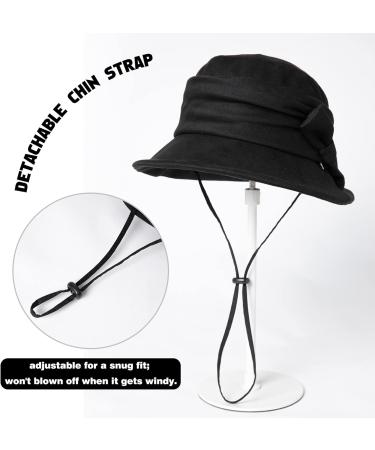 1920s Vintage Cloche Bucket Hat | Packable Ladies Church Derby Party Fashion | Floopy Winter | 55-60CM | Black | Large - Buy Online on GoSupps.com