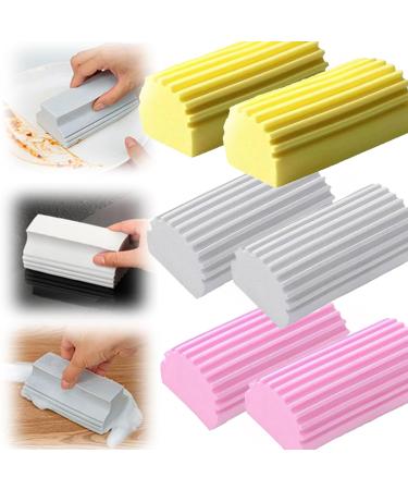 Multifunction Strong Absorbent Magical Brush PVC Sponge Wipes high-Density Multifunctional Sponge Blocks Reusable Wiping and Cleaning Tool for Window Kitchens bathrooms Cars. (6PCS)