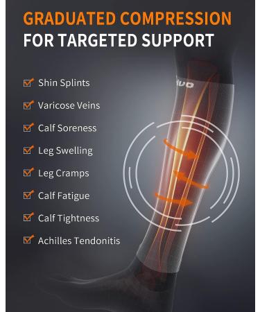 CAMBIVO Calf Compression Sleeves 3 Pairs - Leg Pain Relief for Men and Women - Varicose Vein Treatment - Shin Splint Support - Footless Compression Socks for Running, Football, Nurses, Pregnancy - Pure Black Large-X-Large - Buy Online on GoSupps.com