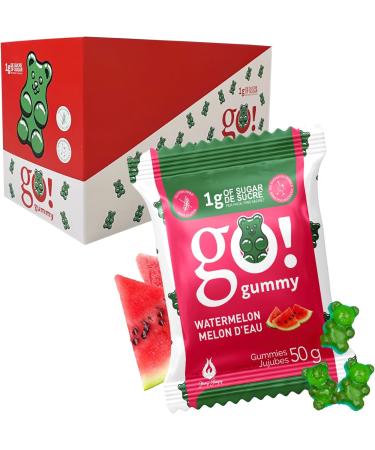GoGummy Low Sugar (1g) Gummy Bears by Jimmy Sevigny | Watermelon Fruity Gummies | High Fiber No Sugar Alcohols Gluten Free | Pack of 12 x 50g Bags - Buy Online on GoSupps.com