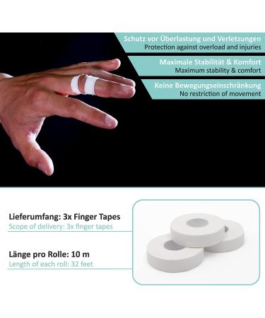 Extra Strong Adhesive Finger Tape - 3 Rolls (98 ft.) for Climbing, Weight Training, Volleyball, Bouldering, BJJ & More - Buy Online on GoSupps.com