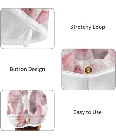 Super Absorbent Pinks Hair Towel 2 Pack - Quick Dry Hair Turbans with Button Twisty Wrap for Women & Girls | International Shipping - Buy Online on GoSupps.com