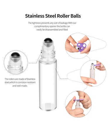 Buy Z-Color 10pcs Natural Semiprecious Gemstones Essential Oil Roller Bottles - 10ml Transparent Glass with Bamboo Caps for Aromatherapy - International Shipping Available - Buy Online on GoSupps.com