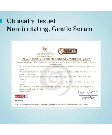 Pilgrim 10% Vitamin C Face Serum For Daily Brightness 30 ml | Face serum for glowing skin | Reduces Dark Spots & Evens Skin Tone | Fragrance Free | For Men and Women | All Skin Types | - Buy Online on GoSupps.com