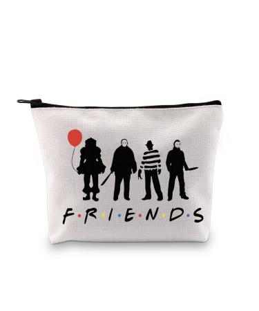 Friends Horror Halloween zip pocket Michael Myers Jason Horror Films Scary Killers Squad Gift Make-Up Bag for Women (Friends Killer MakeUp EU) Friends Killer MakeUp EU M